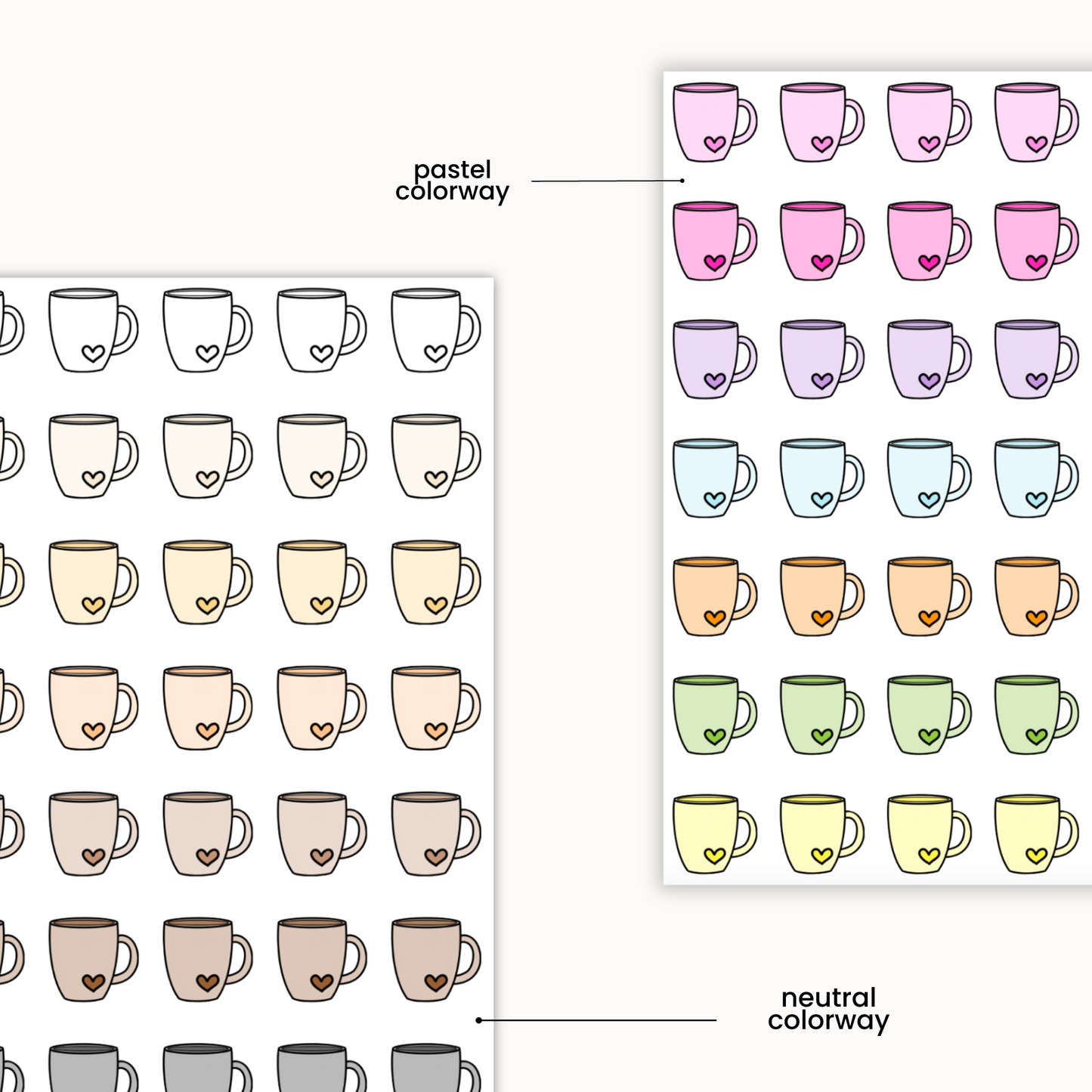 Coffee Mugs Sticker Sheet